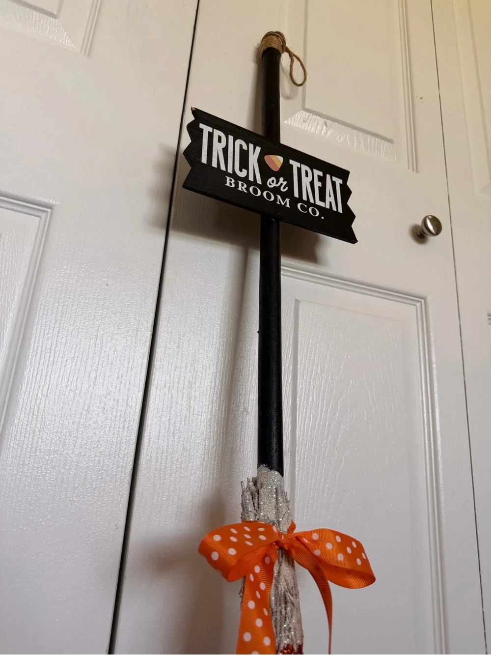 Target Orange and Black Glitter Trick or Treat Broom Accent
